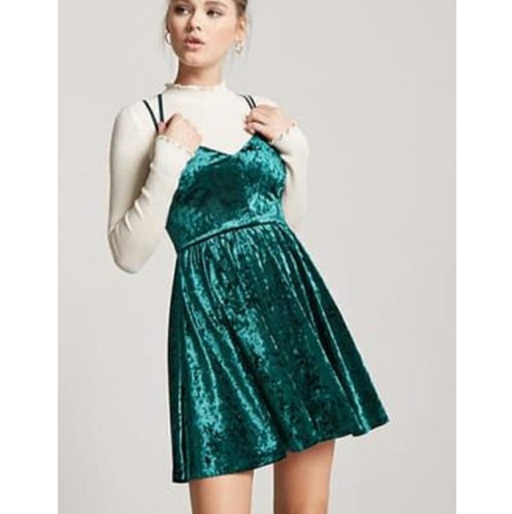 Emerald crushed velvet Cami Dress